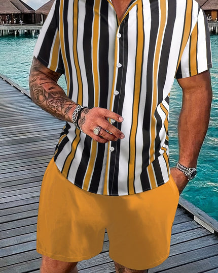 Stylish Striped Shirt and Shorts Set for Men