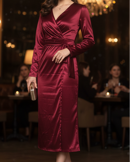 Beatrice | Women’s Spring Wrap Evening Midi Dress