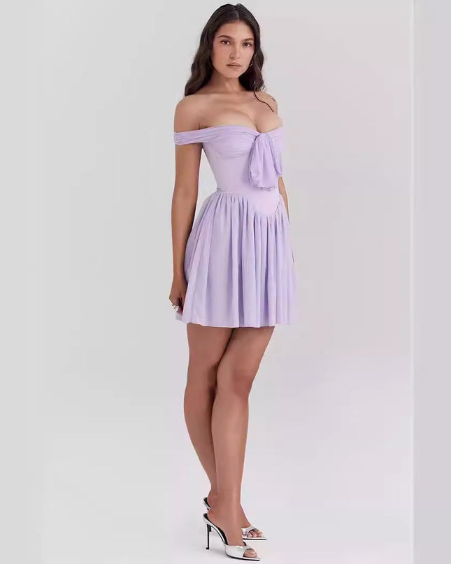 Aria | Off Shoulder Mini Dress Bow Front