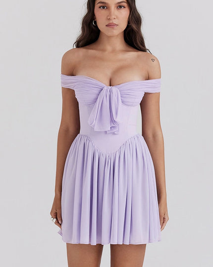 Aria | Off Shoulder Mini Dress Bow Front