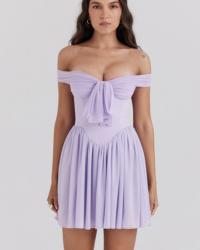 Aria | Off Shoulder Mini Dress Bow Front