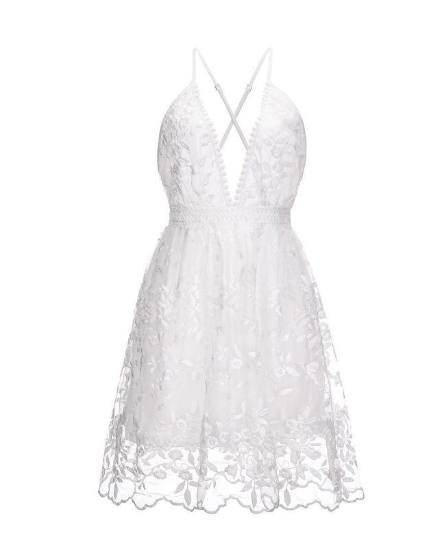 Aria | Spaghetti Strap Dress Deep V-Neck - Lumina