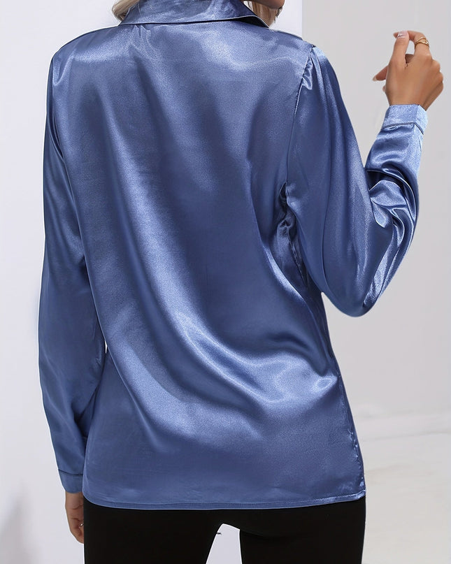Sarah | Women’s Button Down Long Sleeve Satin Blouses