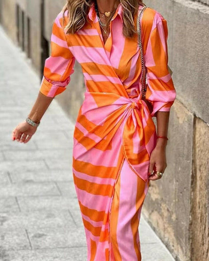 Bernice - Striped Midi Shirt Dress