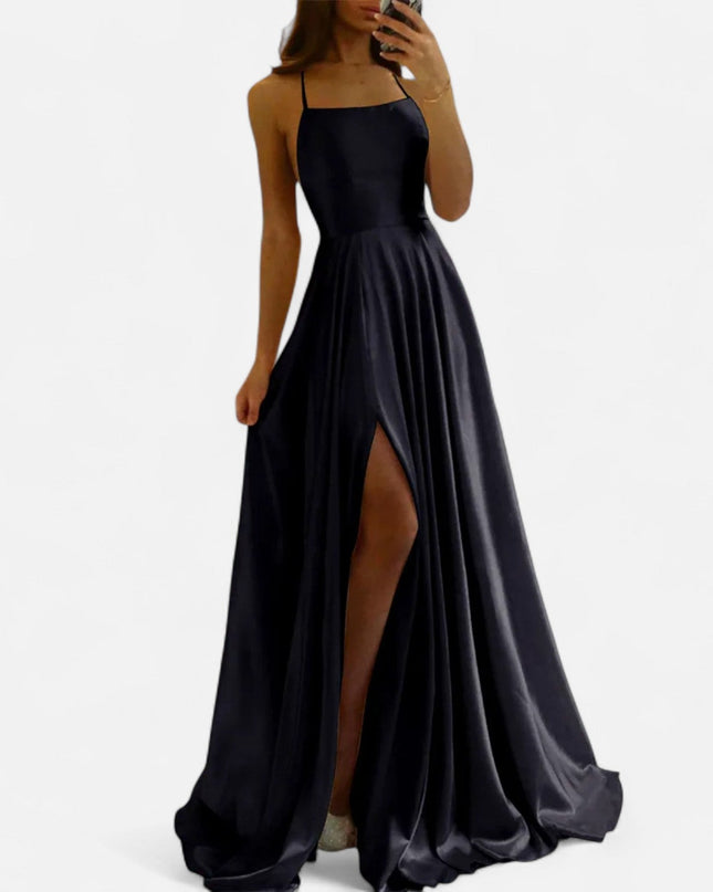 Gabrielle | Women’s Modern Fit Satin Slit  Maxi Dress