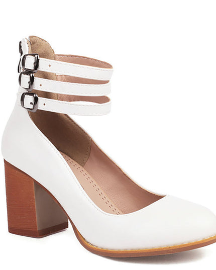 Casilda | Smooth Sandals with Ankle Strap and Thick Heel