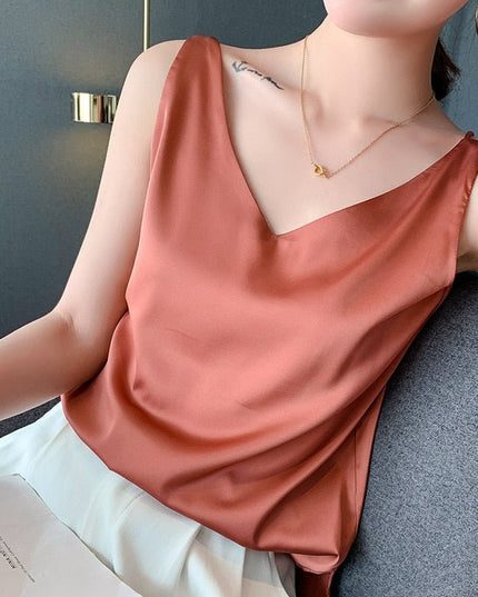 Lily | Women’s Classic Relaxed Fit Draped Satin Tanks