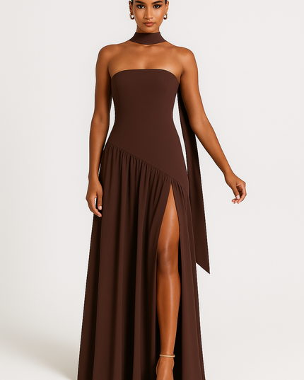 Scarlett | Women’s Stylish Strapless Slit Maxi Dress