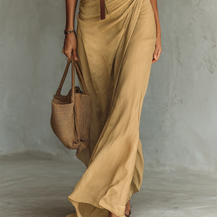 Sahara | Women's Elegant Shirt Maxi Dress with Draped Waist