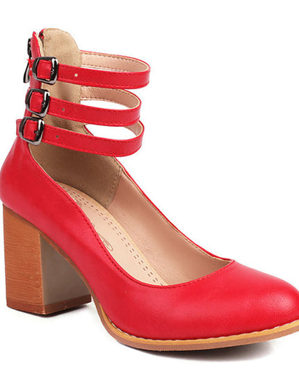 Casilda | Smooth Sandals with Ankle Strap and Thick Heel
