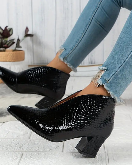 Natalie | Women's Stylish Reptile-Textured Ankle Boots