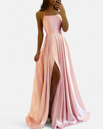 Gabrielle | Women’s Modern Fit Satin Slit  Maxi Dress