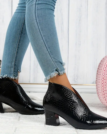 Natalie | Women's Stylish Reptile-Textured Ankle Boots