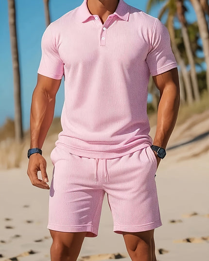 Breathable Polo and Shorts Set for Men