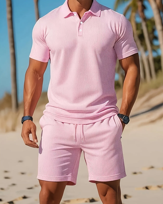Breathable Polo and Shorts Set for Men