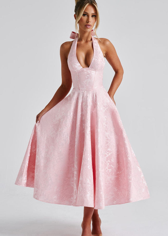 Clara | Women Wedding Guest Halter Midi Dress
