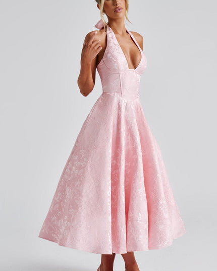 Clara | Women Wedding Guest Halter Midi Dress