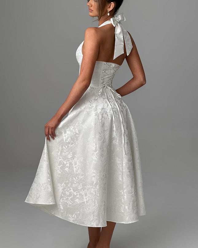 Clara | Women Wedding Guest Halter Midi Dress