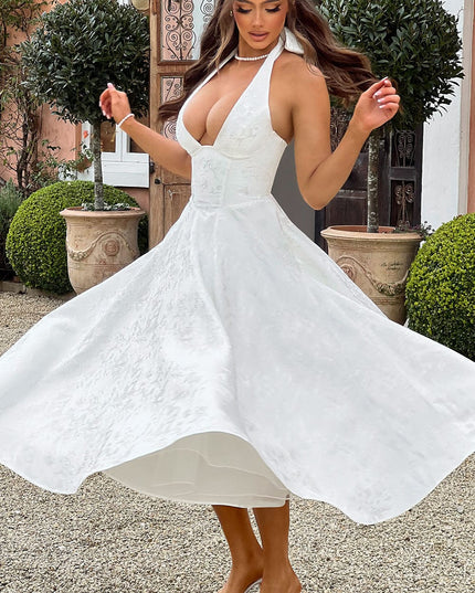 Clara | Women Wedding Guest Halter Midi Dress