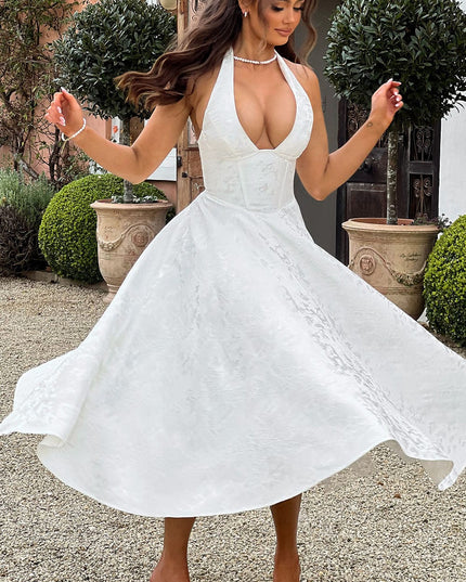 Clara | Women Wedding Guest Halter Midi Dress