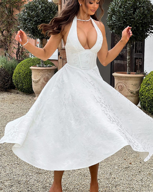 Clara | Women Wedding Guest Halter Midi Dress