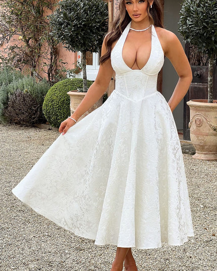 Clara | Women Wedding Guest Halter Midi Dress