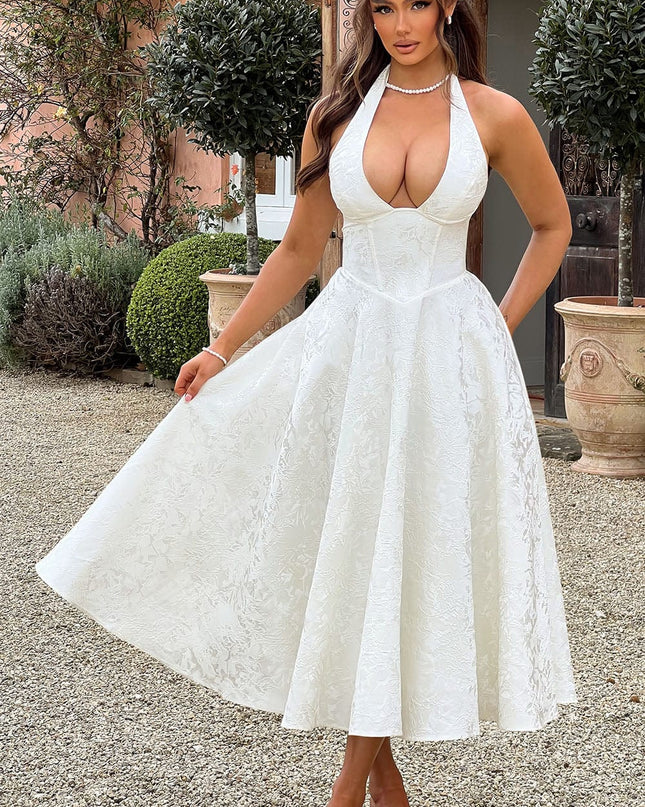 Clara | Women Wedding Guest Halter Midi Dress