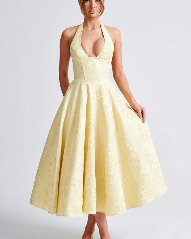 Clara | Women Wedding Guest Halter Midi Dress