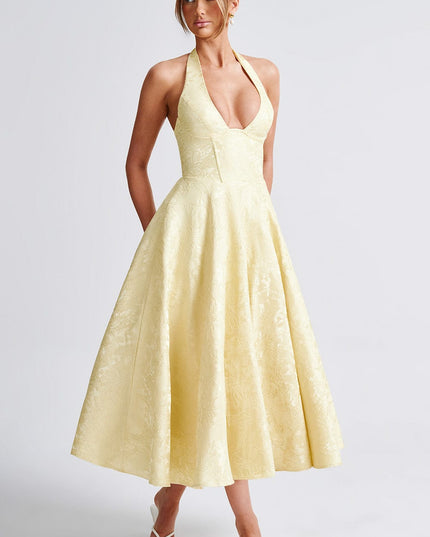 Clara | Women Wedding Guest Halter Midi Dress