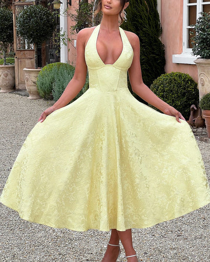 Clara | Women Wedding Guest Halter Midi Dress