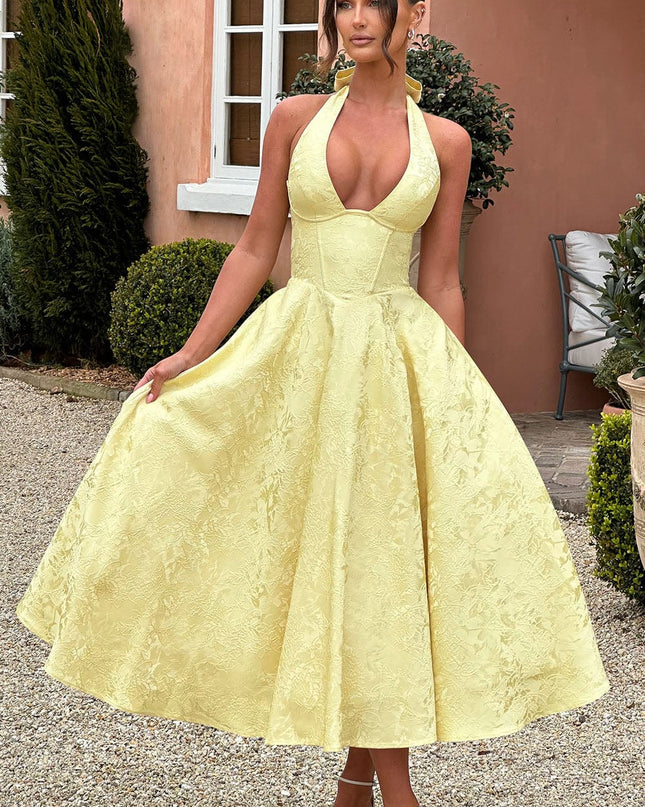 Clara | Women Wedding Guest Halter Midi Dress