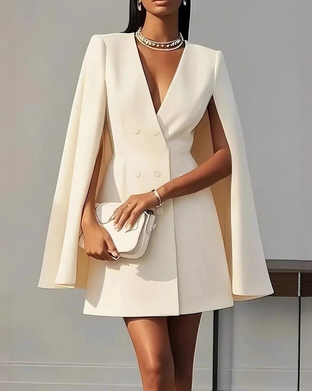 Elara | Double-Breasted Cape Mini Dress