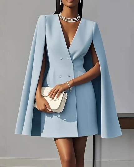 Elara | Double-Breasted Cape Mini Dress
