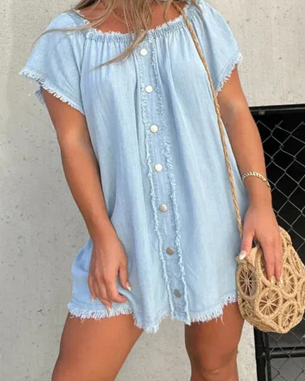 Elara | Off-Shoulder Denim Dress - Lumina