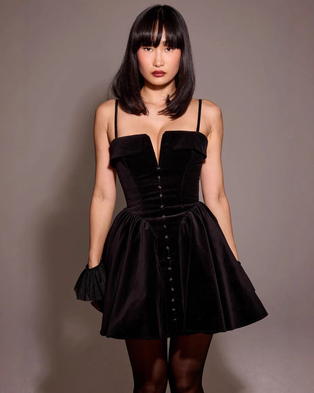 Elara | Velvet A-Line Mini Dress