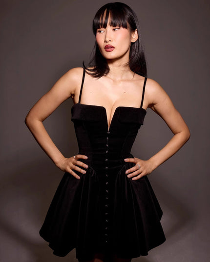 Elara | Velvet A-Line Mini Dress