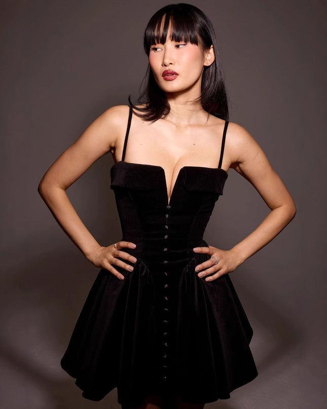 Elara | Velvet A-Line Mini Dress