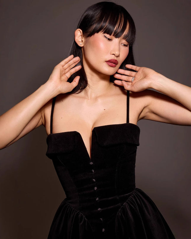 Elara | Velvet A-Line Mini Dress