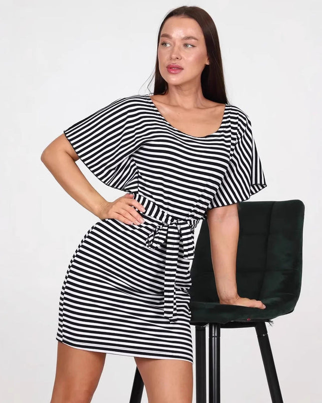Elena | Mini Dress With Stripes And Belt