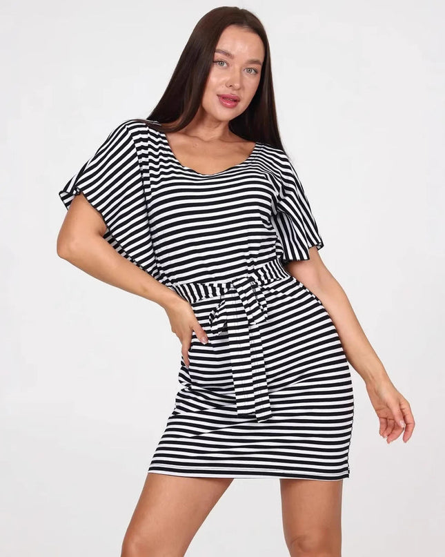 Elena | Mini Dress With Stripes And Belt