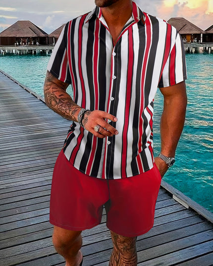 Stylish Striped Shirt and Shorts Set for Men