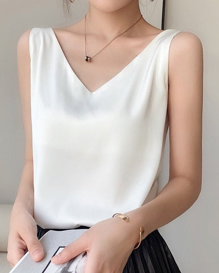 Lily | Women’s Classic Relaxed Fit Draped Satin Tanks