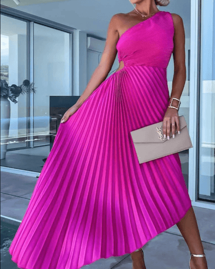 Sarah |  Women’s One Shoulder Pleated Maxi Dress