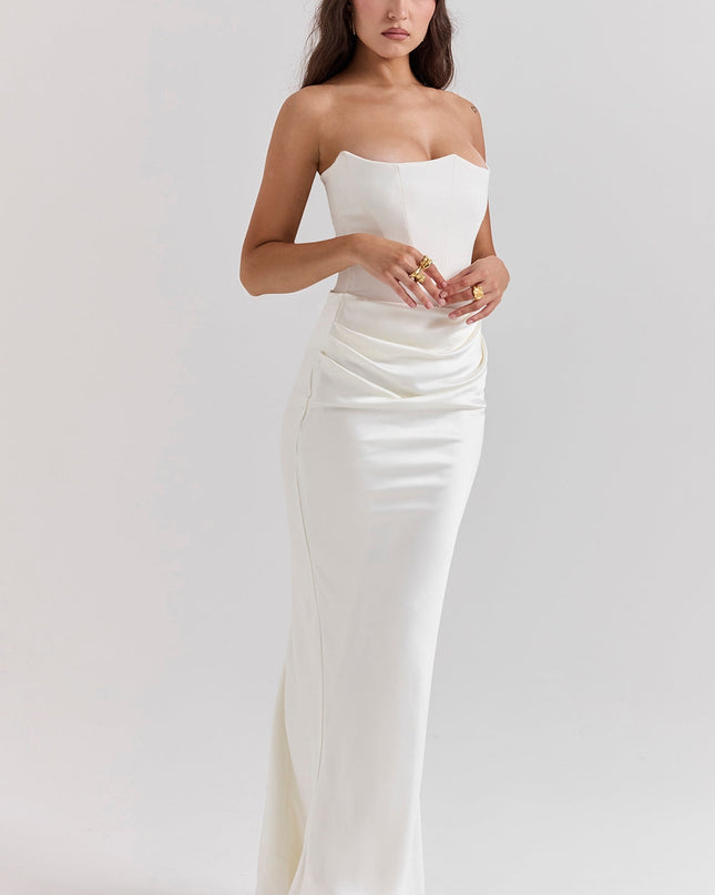 Joanna | Women Wedding Guest Strapless Maxi Dress