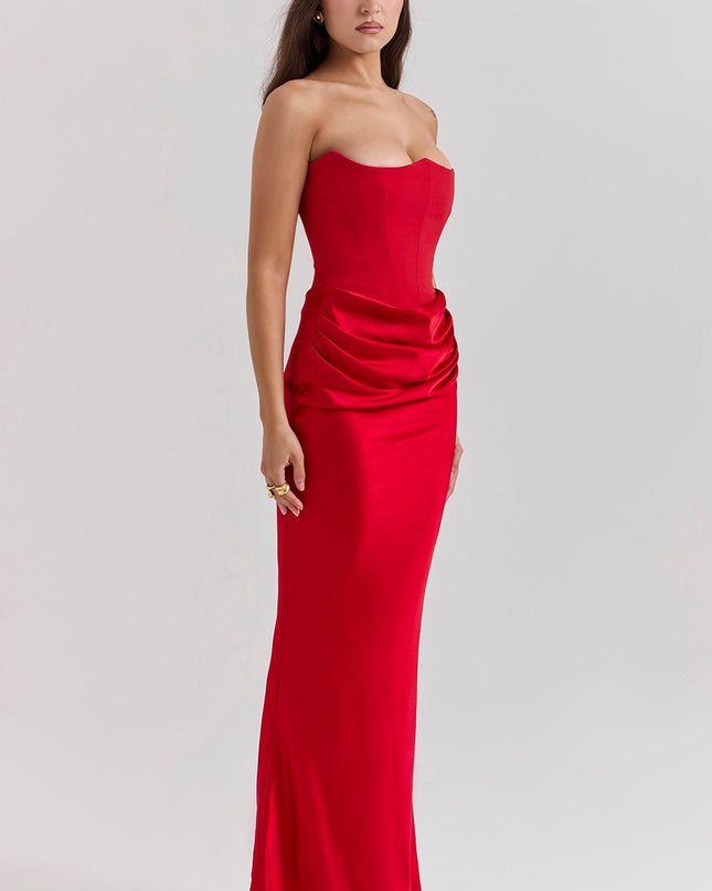 Joanna | Women Wedding Guest Strapless Maxi Dress