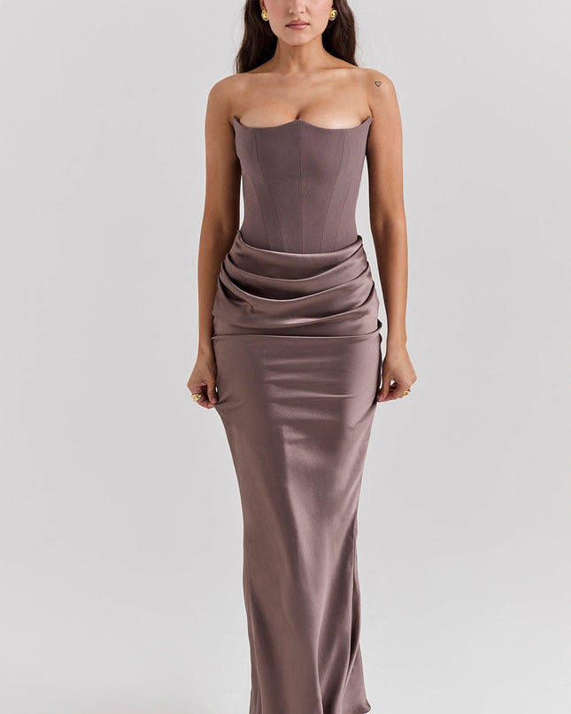 Joanna | Women Wedding Guest Strapless Maxi Dress