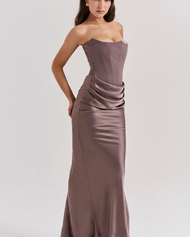Joanna | Women Wedding Guest Strapless Maxi Dress