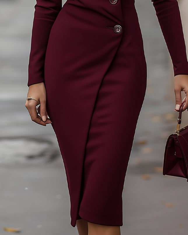 Caroline | Women’s Spring Buttoned Wrap Midi Dress
