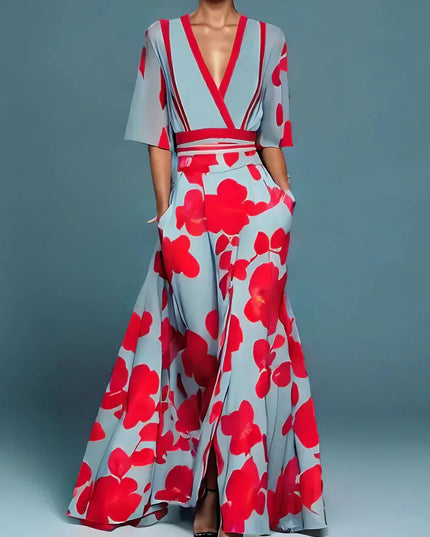 Isabella | Long Flowing Dress with Bold Floral Design for Women