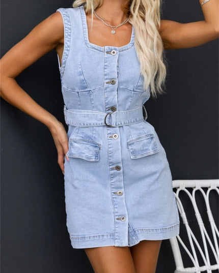Lyra | Sleeveless Button-Down Denim Dress